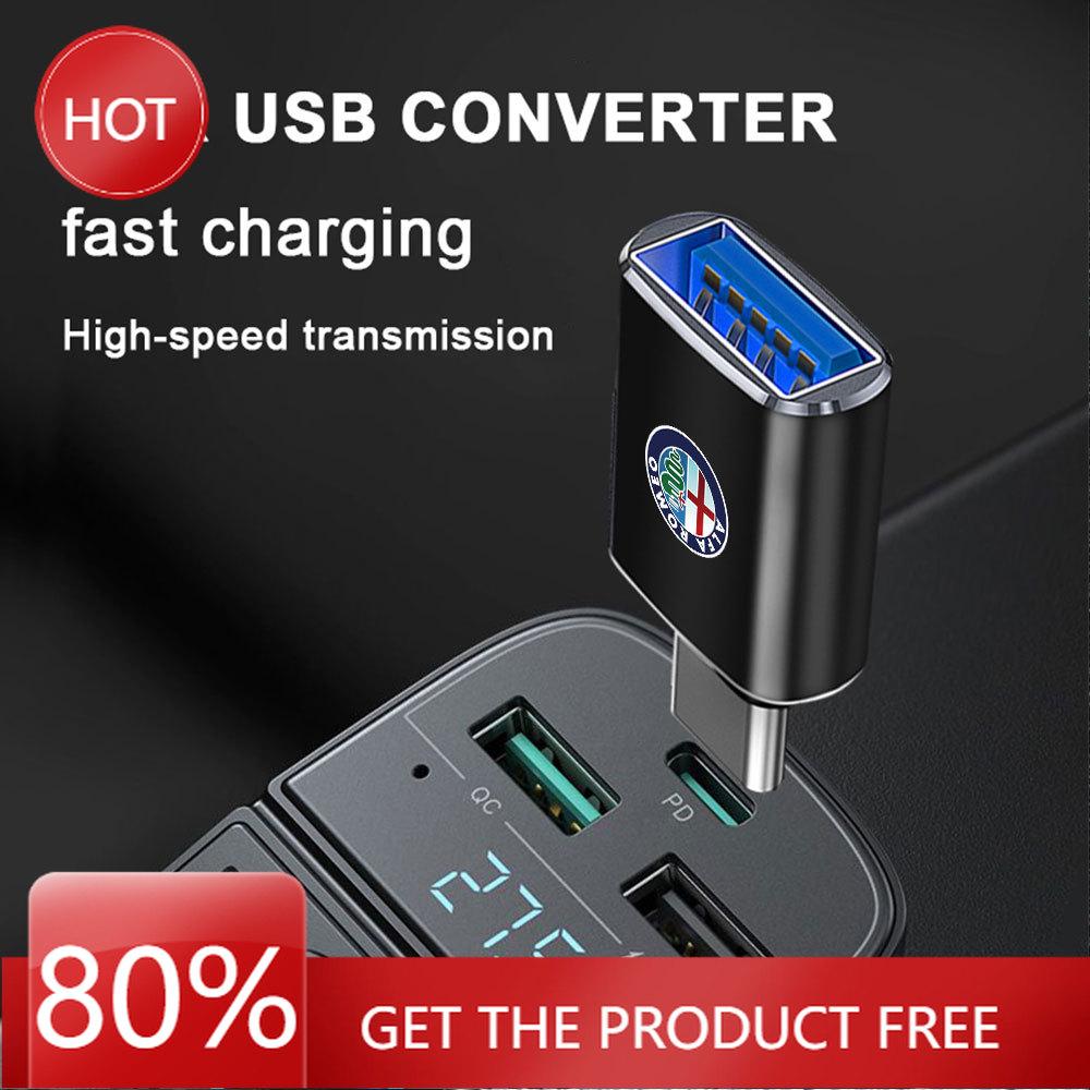 Hub Caps 1pc Fast Charging Adapters Rear Socket TypeC To USB Car Play Adapter Accessories For Alfa Romeo 159 Giulietta 147 Stelv zw2