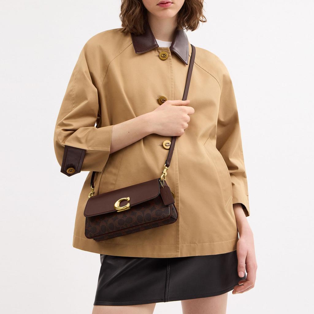 COACH Jet Coated Canvas With Cow Leather Crossbody Bag, Shoulder Bag Medium Women's Maple Brown CBA83-B4YDT