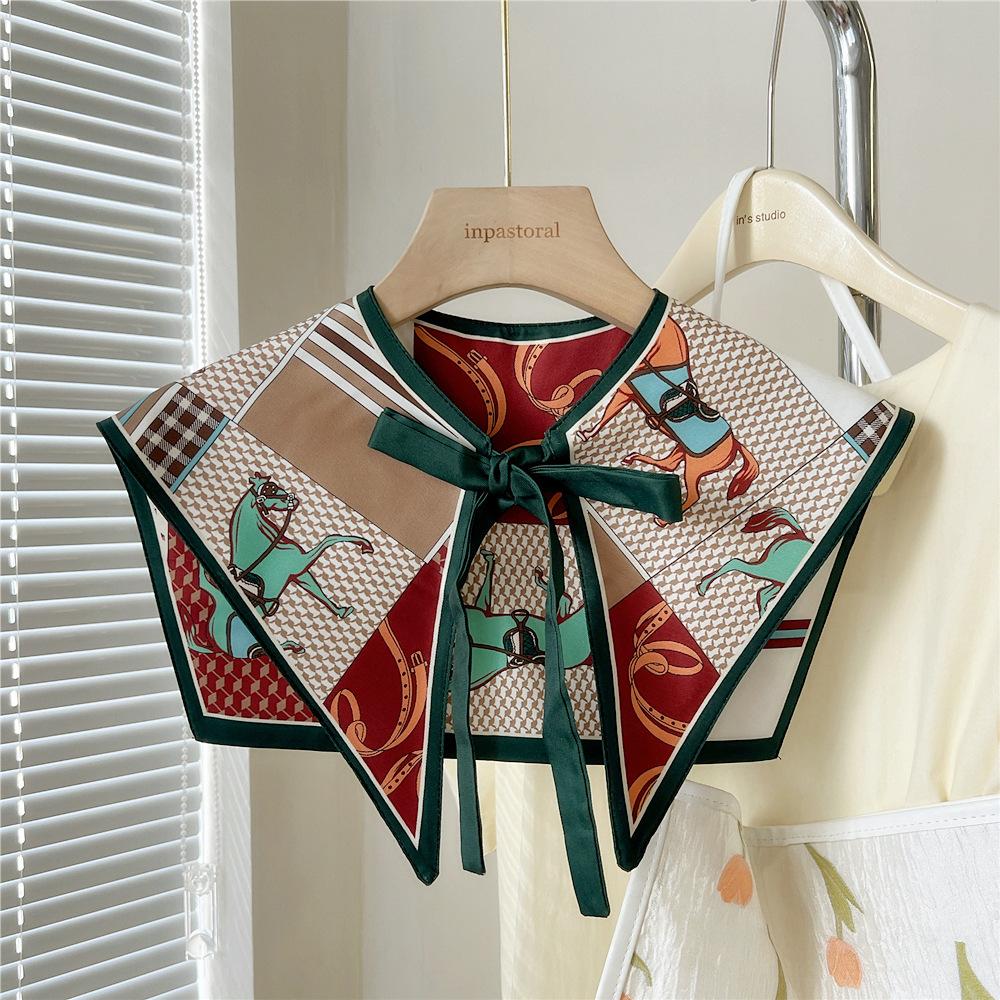 Shawl Fake Collars for Women Detachable Lapel Shirt Bowknots Scarf Girls Summer Dress False Collar Neckwear Cape Corbatas