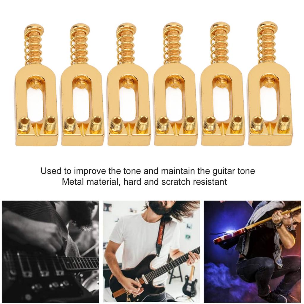 6Pcs U Shaped Electric Guitar Bridge Saddles Tremolo Metal Roller Screw Saddle Replacement