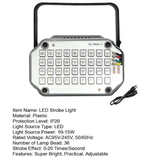 Мини светодиодный стробоскоп с ручкой, супер яркий, регулируемый, многоцветный, активируемый звуком, для диско-вечеринки