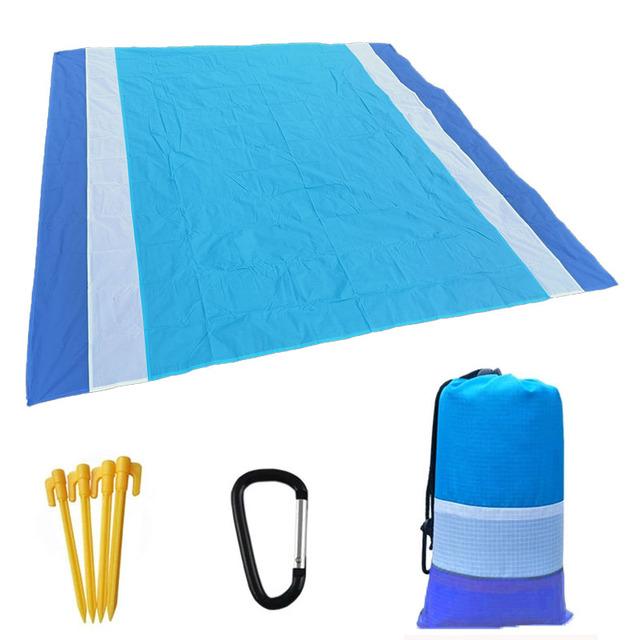 Большой пляжный коврик для полотенец Sand Free Beach Windproof Водонепроницаемые одеяла для пикника Пляжный коврик Oversized Pocket Picnic 4 Anchor