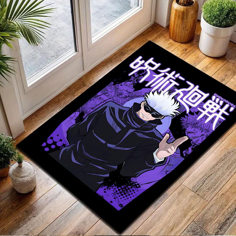 Anime Style Sorcerer with White Hair Patterned carpet, non slip mat suitable for living room and bedroom sofas