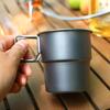 Stackable Coffee Mugs Titanium Camping Cups 300ml Foldable Handle Outdoor Coffee Mugs Reusable
