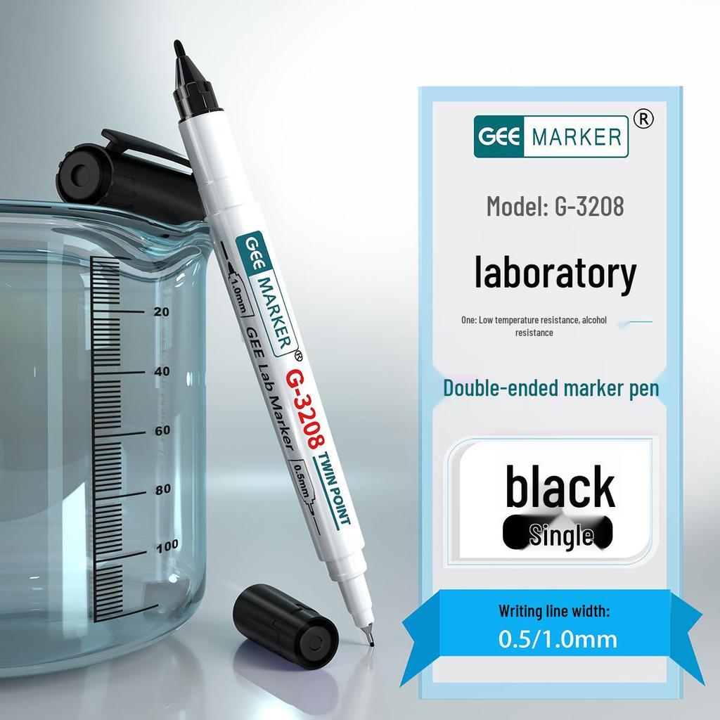 Водостойкий двусторонний маркер GEE Lab на масляной основе – Спиртостойкий, для маркировки стеклянных пробирок при низких температурах (G-3205).