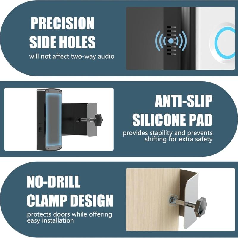 Universal Doorbell Mounting Bracket with Not Theft Design & Easy Installation Metal Doorbell Holder for Video Doorbells