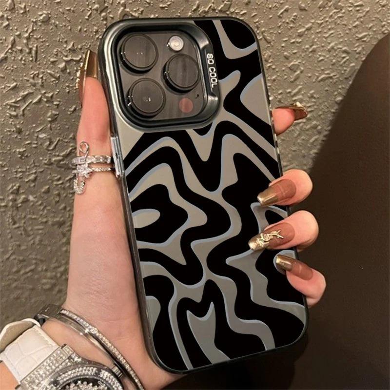 Креативный серебристый чехол в полоску для iPhone 14/13/11 Pro Max - Матовый защитный дизайн