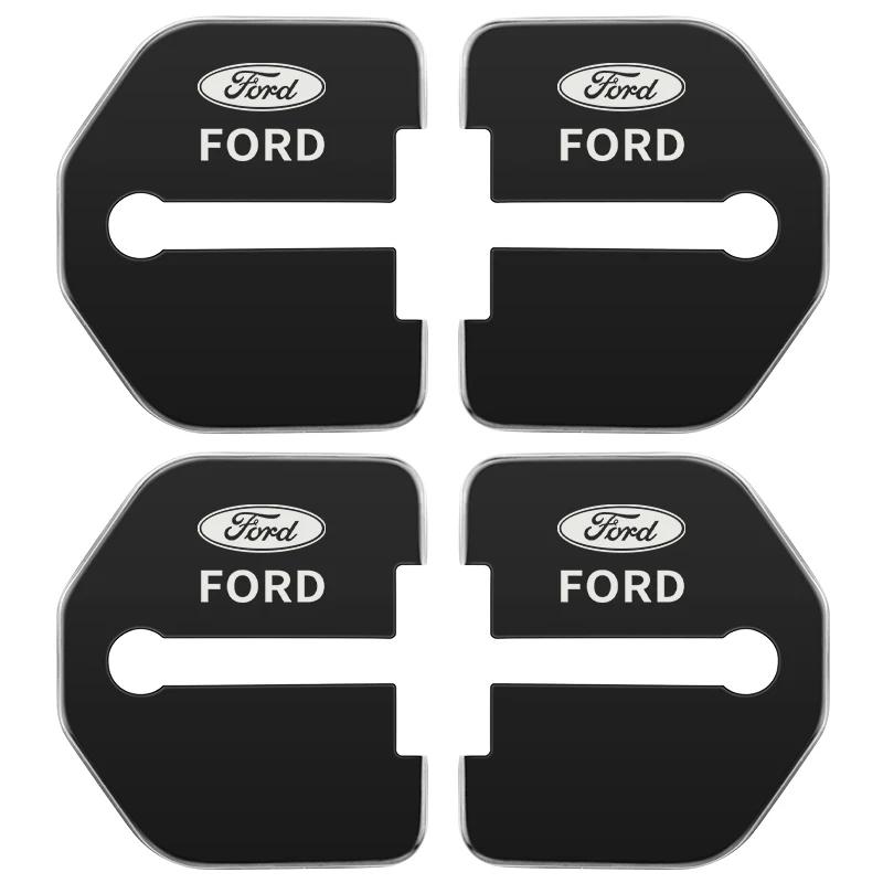 Car Sticker 4pcs Door Lock Decoration Protection Cover Emblem case for Ford Kuga Territory Focus RS Escort Fiesta Mondeo Accesso