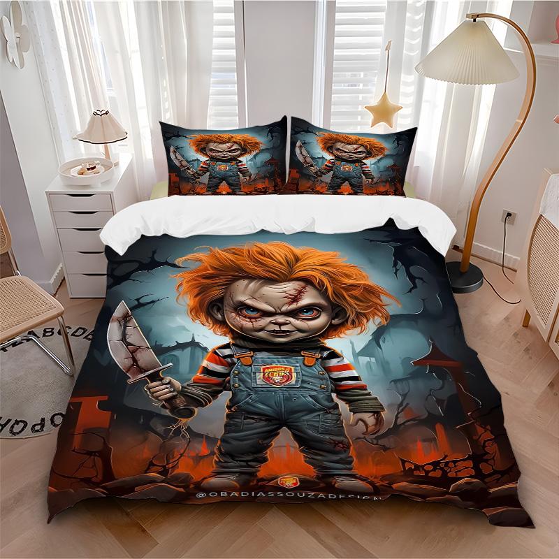Horror Doll Knife Print 3Pcs Bedding Setduvet Cover With 2 Bedropillowcase Home Birthday Gift