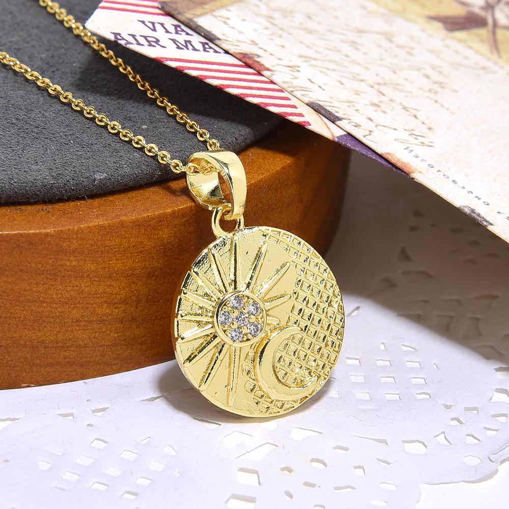 Ретро Медь Циркон Сердце и Звезда Луна Ожерелье Подвеска для Мужчин и Женщин