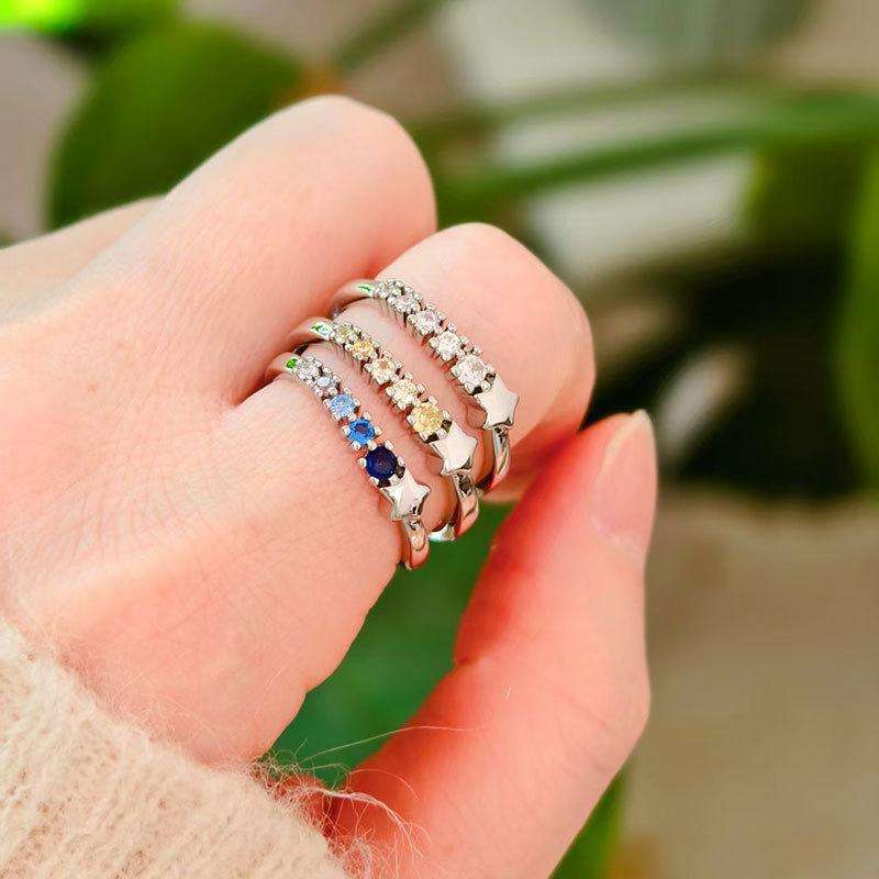 Colorful Meteor Zircon Index Ring For Women Simple Fashion Come True Finger Band Jewelry Gift