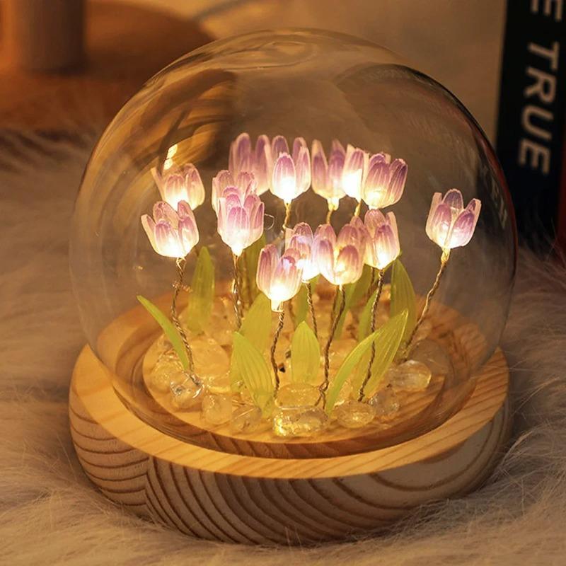Светодиодный DIY Ручной работы Мини-ночник-тюльпан Материалы Милый Домашний декор Подарок на день рождения для Девочки Семьи Друга Ребенка Украшение Романтический