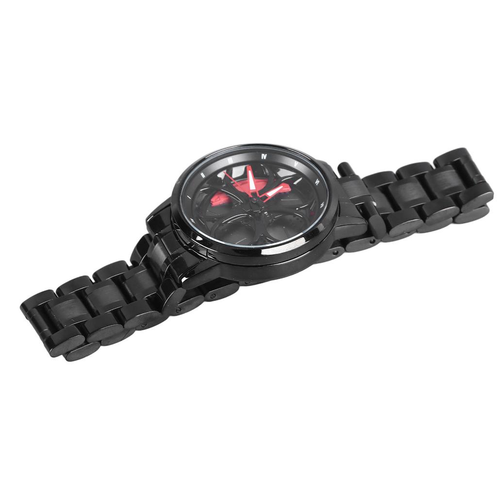 Часы-колесо автомобиля с японским кварцевым механизмом, вращающийся браслет из нержавеющей стали, часы с вращающимся ободом колеса в стиле гоночного автомобиля