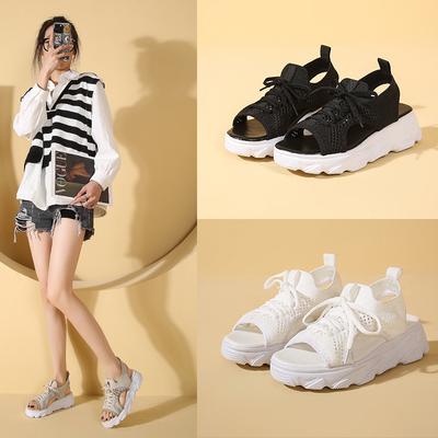 Весна и лето новые корейская версия сандалии на платформе с ремешком спереди в стиле маффин, модные повседневные