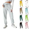 Женские модные спортивные однотонные повседневные спортивные штаны с карманами и шнурком