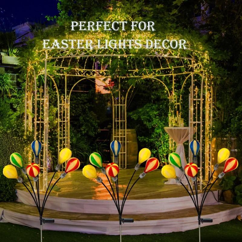 2 pack solar hot air balloon lamp Easter/Christmas outdoor garden decoration metal decoration durable and reliable waterproof lawn terrace space