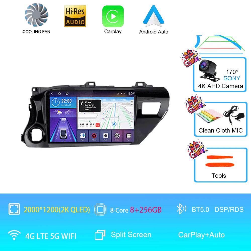 Автомобильное радио Android 14 для TOYOTA HILUX PICK UP AN120 2015 - 2020 RHD/LHD Мультимедийный видеоплеер Ресивер 5G DVD Wifi Carplay