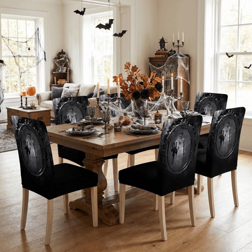 Dust-proof Scary Dining Chair Slipcovers Vintage Spooky Ghost Chair Protector Halloween Party