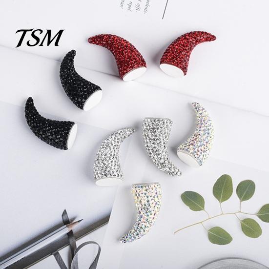 Rhinestone Devil Horns for Halloween Costumes 1 Pair Horns, Car Dashboard Decor, Faux Crystal Sparkling Demon Hair Cosplay Clip Cosplay, Glitter