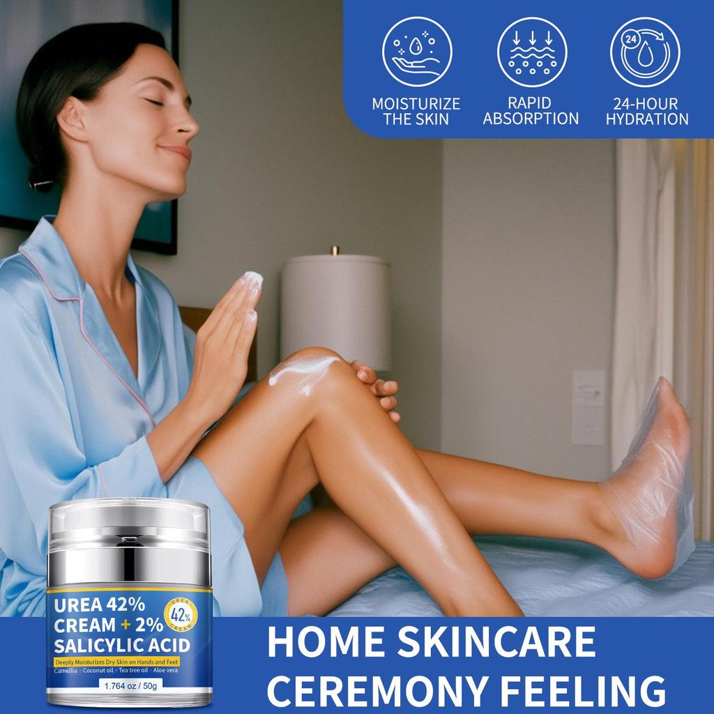 42% Urea Cream-With Alove Vera and Coconut Oil-Deeply Moisturizes Dry Skin On Hands and feet-24-Hour Hydration,50g