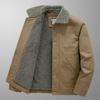 Men's Autumn and Winter Velvet Thick Large Leather Collar Cargo Cotton Clothing Casual Warm Jacket Cotton Clothing
