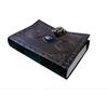 A5 Triple Moon Goddess Leather Black Journal | 4 Stone Options | 200 Sheets | Brass C Clasp | Medieval | Goddess Leather Journal