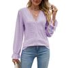 Autumn Winter Solid Color Lace Patchwork V-neck Long Sleeved Loose T-shirt Top Blouses & Shirts