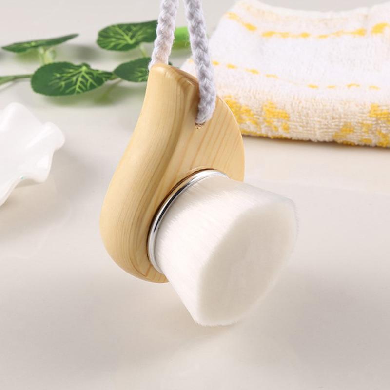1Pc Facial Cleaning Brush With Wood Handle Manual Soft Face Massager Skin Pore Clean Brush Face Care Brush Beauty Tools
