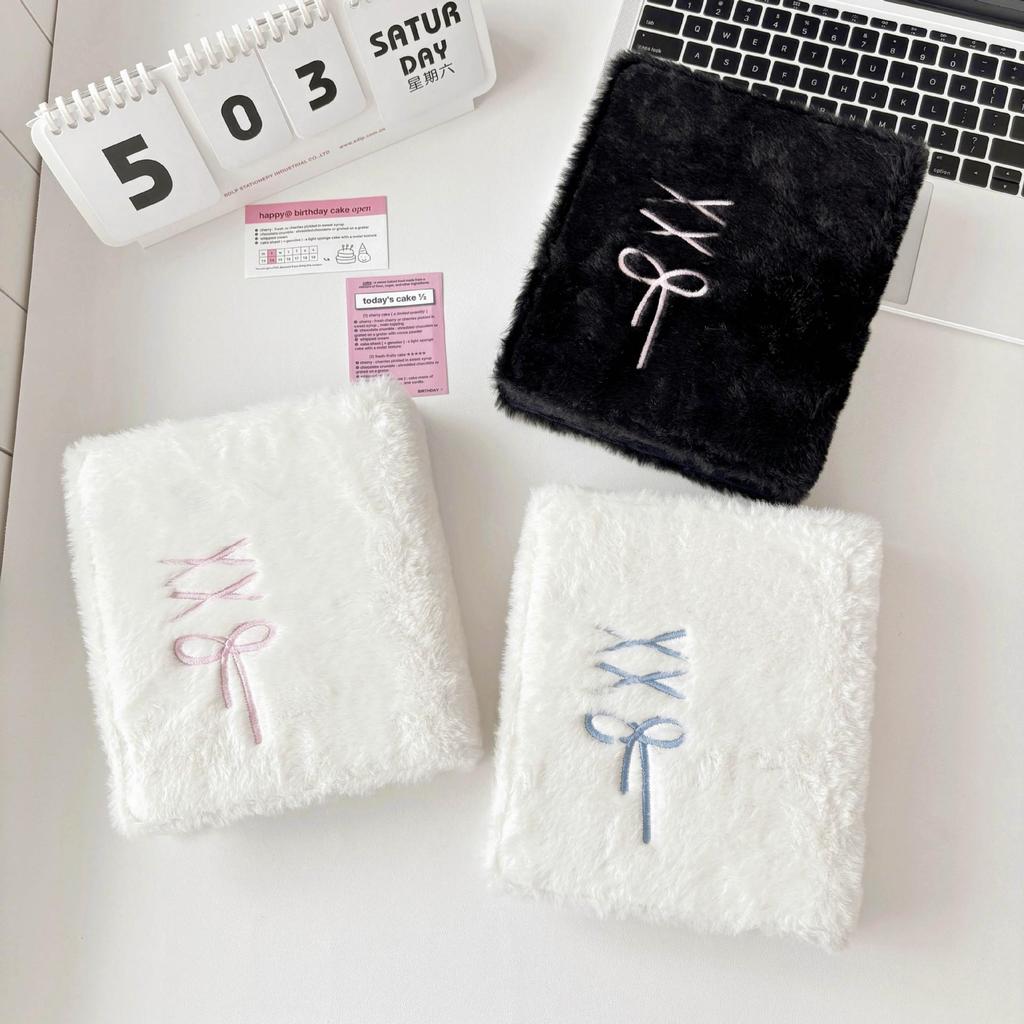 Оригинальный милый плюшевый фотоальбом формата А6 с листами на кольцах для маленьких карточек и коллекции айдолов