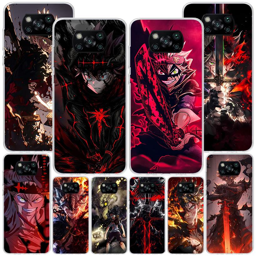 Черный чехол для телефона с аниме C-Clovers для Xiaomi Poco X5 X6 X7 Pro X4 Gt F7 Ultra M8 M7 Redmi 15C 15 13C 13 12C 12 Уникальный чехол Coque