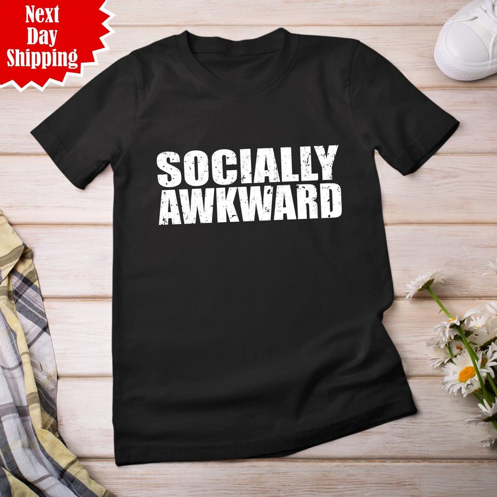 Socially Awkward T Shirt Mens Womens Tees Top Printed Funny Nerd Geek Slogan Men Regular Fit Tee Top