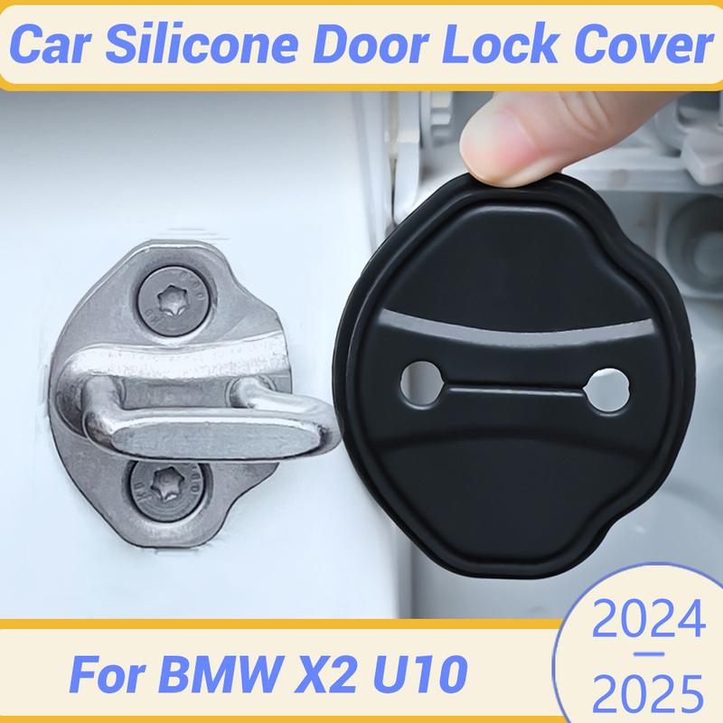 For BMW X2 U10 2024 2025 Silicone Car Door Lock Buckle Protection Cover Elastic Anti-Collision Shock Absorbing Pad Cushion