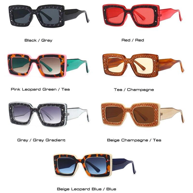 SO & EI ретро квадратные женские роскошные солнцезащитные очки брендовые дизайнерские модные двойные цветные оттенки UV400 мужские винтажные солнцезащитные очки с заклепками