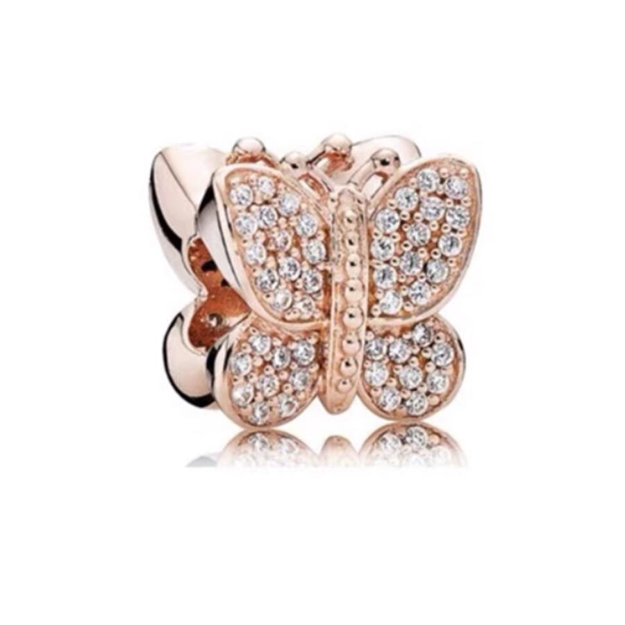 2026 925 Sparkling Blue Pink Butterfly Dangle Charms Beads Fit Original Silver Bracelet Necklace DIY Jewelry Gift for Women