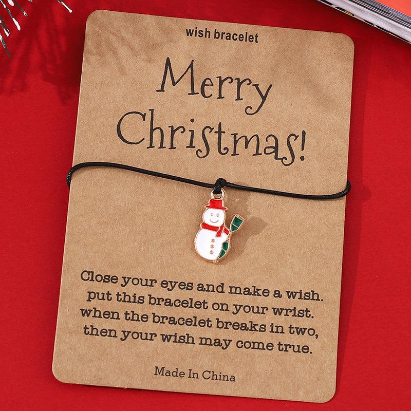 Модный рождественский браслет-открытка - Персонализированная черная веревка с креативным дизайном символа