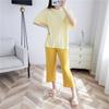 2025 новый женский пижамный костюм весна-лето модальная пижама с короткими рукавами + брюки-восьмерка домашний костюм из двух частей тонкая пижама
