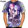 Fashion Anime Re Zero 3d Printing T-shirt Tops Men's Summer Casual T-shirt Harajuku Style Short-sleeved