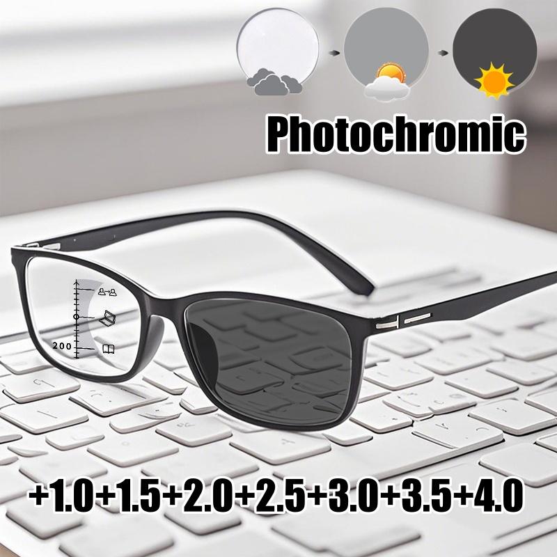 Винтажные фотохромные очки для чтения Женские Мужские Модные Прогрессивные Мультифокальные Очки Изменение Цвета Ультралегкие Пресбиопия