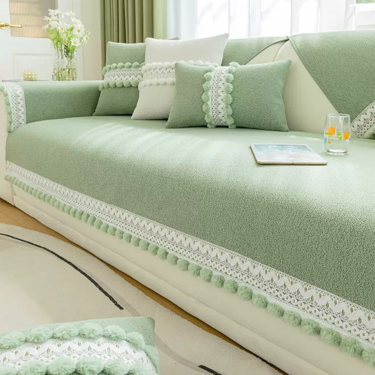 New Chenille Sofa Cushion for All Seasons, Fresh and Non-slip Ins Fabric Living Room Sofa Cover Cover