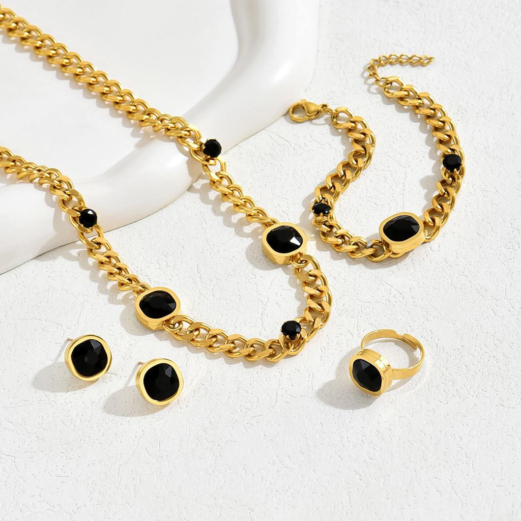 Легкий роскошный персонализированный браслет, кольцо, серьги, инкрустированные бриллиантами, универсальный геометрический дизайн, цепочка на ключицу