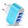 3USB EU US Plug LED зарядные устройства для мобильных телефонов Multi-Head зарядное устройство для путешествий 3Ports LED Light Phone Charger адаптер для зарядки с EU Plug