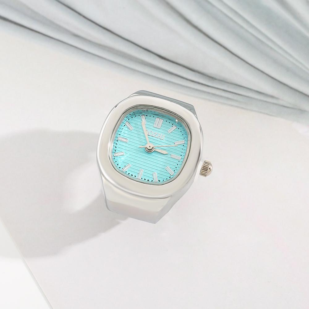 Ring Quartz Watch Creative Alloy Shell Finger Square Dial Couple Men And Women