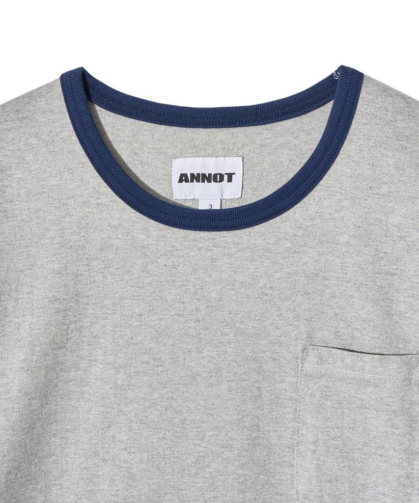ANNOT Washed Pocket Ringer T-Shirt Melange Grey