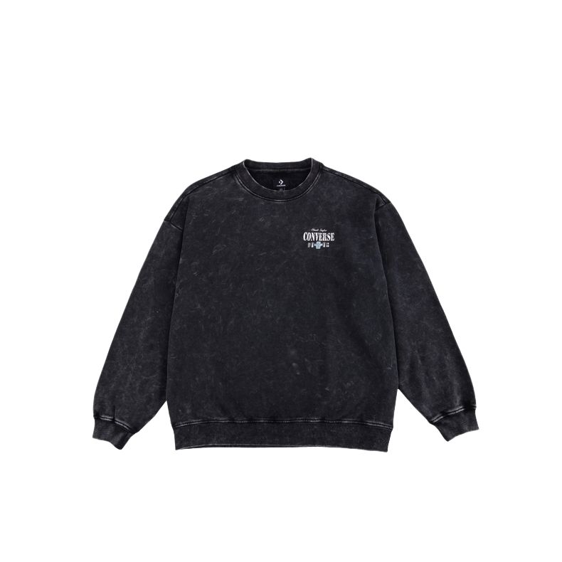 Converse Sweatshirts Unisex Blue Gray Crew Neck Moderate UCJ123-023