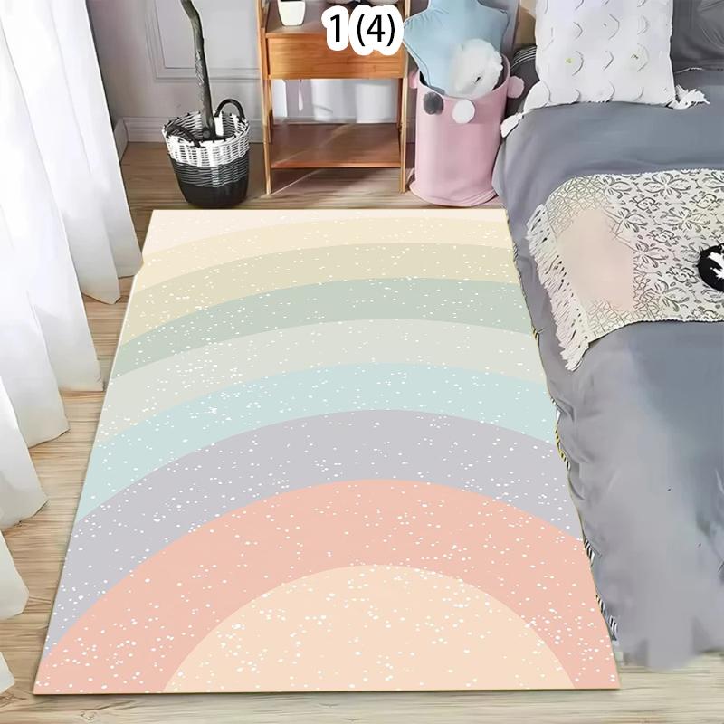 Rainbow Stripe Carpet Mat Rug Home Decoration Living Room Bedroom Floor Decor Pastel Colorful Soft Modern Style Non Slip Rugs