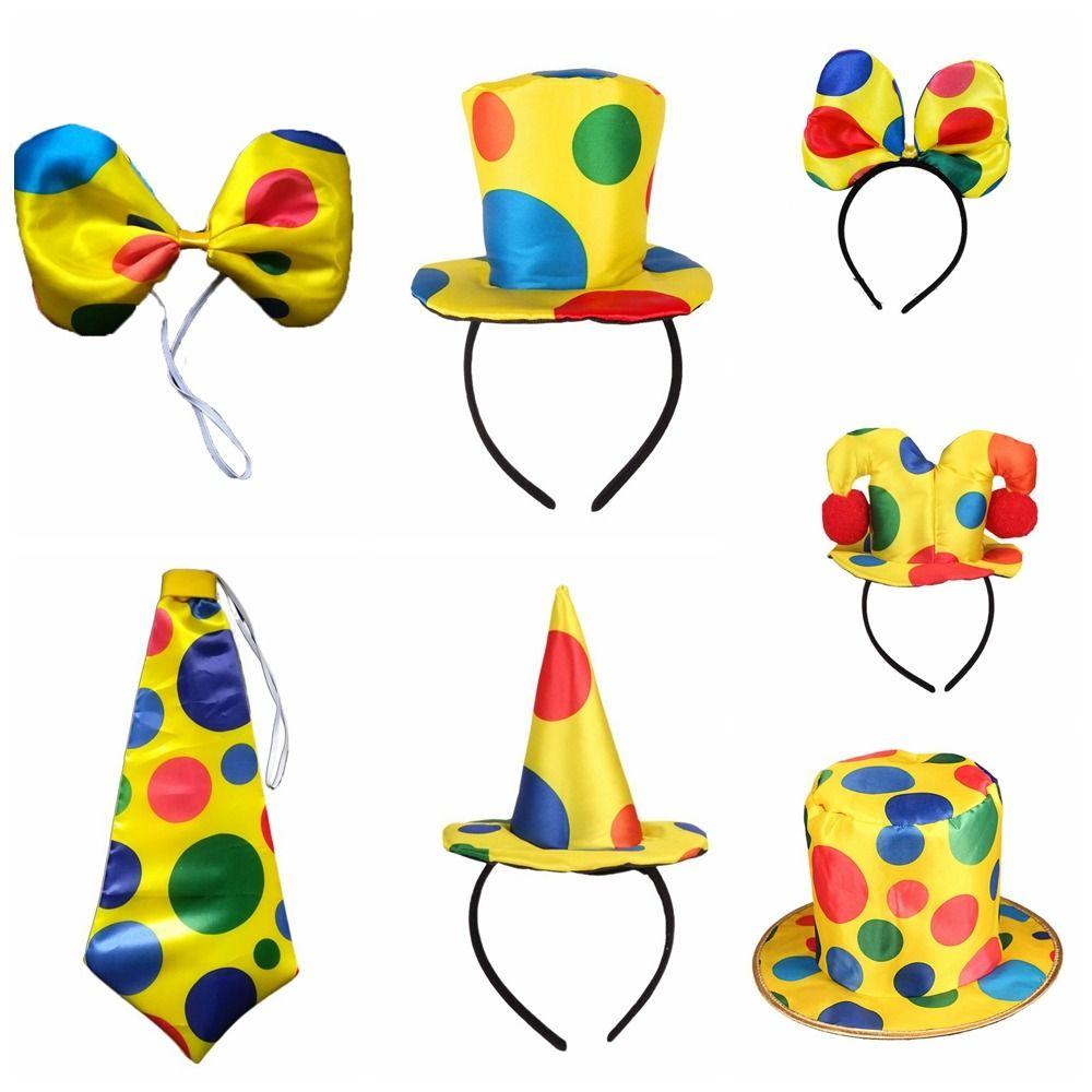 Cloth Headbands for Women Polka Dots Clown Hat Cosplay Props Clown Accessories Christmas