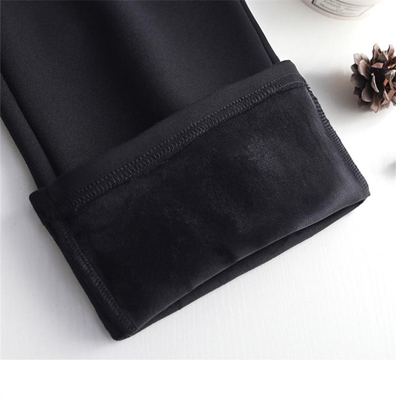 Зимние теплые толстые флисовые женские брюки, черно-белые брюки-клеш с высокой талией, одежда, женские повседневные женские длинные брюки, S-4XL