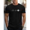 Vibrant Football Heartbeat Graphic Tee - Soft, Breathable, Comfortable Crew Neck Short Sleeve T-Shirt for Men - Casual Sports T Shirts