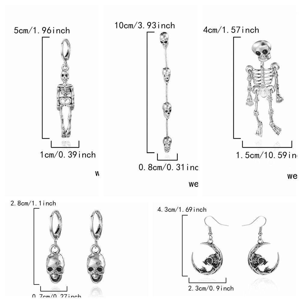 Skeleton Ghost Ear Studs Metal Skull Dangle Earrings Retro Halloween Earrings  Gift
