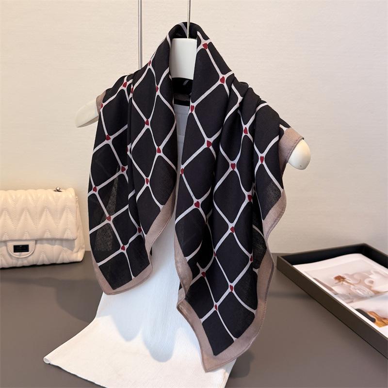 New retro small square scarf -blocked cashew silk scarf imitation neckerchief sun protection decoration for women